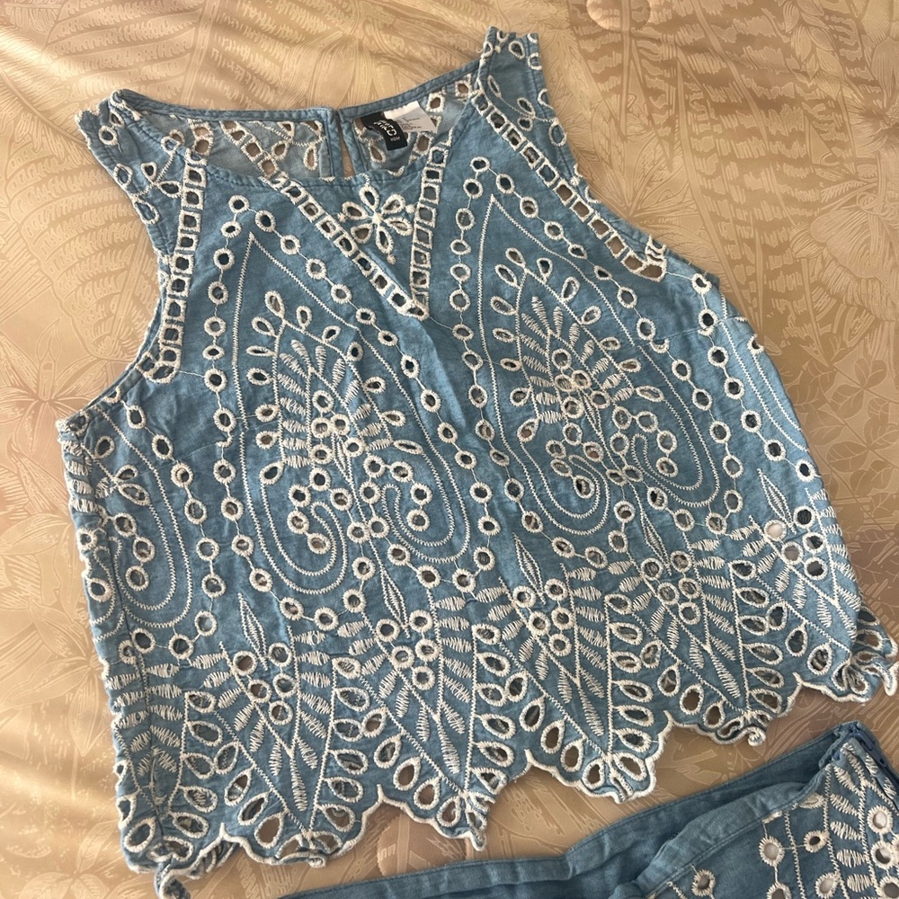 Blue Embroidered Two-Piece Set - Picture 2 of 6
